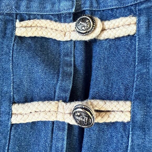 Sun River Vintage Denim Wrap Skirt 100% Cotton Size L High Waist Nautical - Picture 6 of 8